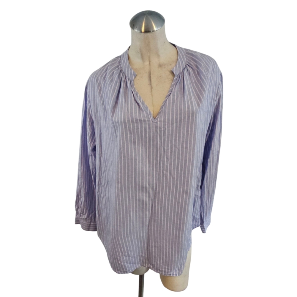 Jones New York Size 1X Blue Striped Blouse Blue Striped